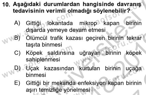 Temel Bakım Hizmetleri Dersi 2018 - 2019 Yılı Yaz Okulu Sınav Soruları 10. Soru