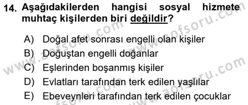 Temel Bakım Hizmetleri Dersi 2018 - 2019 Yılı Yaz Okulu Sınav Soruları 14. Soru