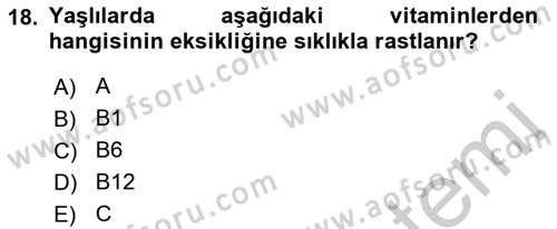 Temel Bakım Hizmetleri Dersi 2018 - 2019 Yılı Yaz Okulu Sınav Soruları 18. Soru