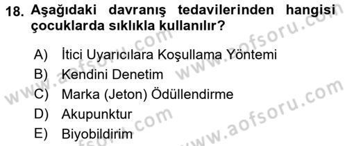Temel Bakım Hizmetleri Dersi 2020 - 2021 Yılı (Vize) Ara Sınav Soruları 18. Soru