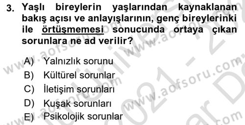 Temel Bakım Hizmetleri Dersi 2020 - 2021 Yılı (Vize) Ara Sınavı 3. Soru