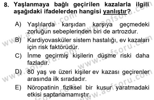 Temel Bakım Hizmetleri Dersi 2020 - 2021 Yılı (Vize) Ara Sınav Soruları 8. Soru