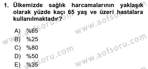 Temel Bakım Hizmetleri Dersi 2020 - 2021 Yılı Yaz Okulu Sınav Soruları 1. Soru