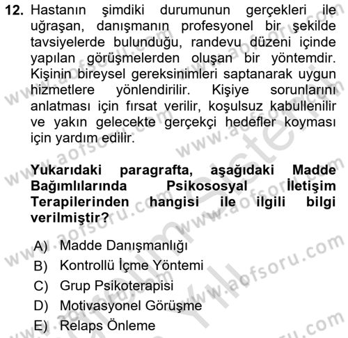 Temel Bakım Hizmetleri Dersi 2020 - 2021 Yılı Yaz Okulu Sınav Soruları 12. Soru