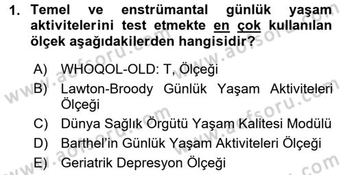 Temel Bakım Hizmetleri Dersi 2021 - 2022 Yılı (Vize) Ara Sınav Soruları 1. Soru