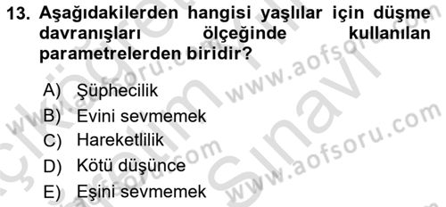 Temel Bakım Hizmetleri Dersi 2021 - 2022 Yılı (Vize) Ara Sınav Soruları 13. Soru