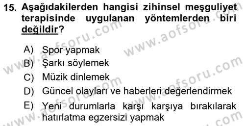 Temel Bakım Hizmetleri Dersi 2021 - 2022 Yılı (Vize) Ara Sınav Soruları 15. Soru