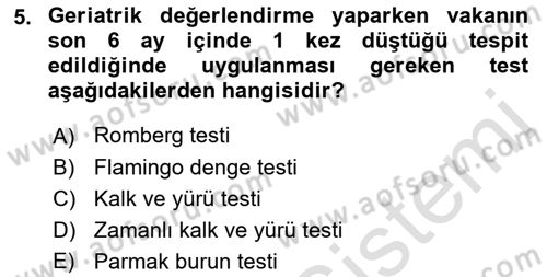 Temel Bakım Hizmetleri Dersi 2021 - 2022 Yılı (Vize) Ara Sınav Soruları 5. Soru