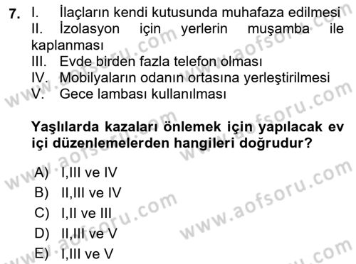 Temel Bakım Hizmetleri Dersi 2021 - 2022 Yılı (Vize) Ara Sınav Soruları 7. Soru
