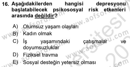 Temel Bakım Hizmetleri Dersi 2021 - 2022 Yılı (Final) Dönem Sonu Sınav Soruları 16. Soru