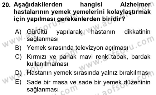Temel Bakım Hizmetleri Dersi 2021 - 2022 Yılı (Final) Dönem Sonu Sınav Soruları 20. Soru