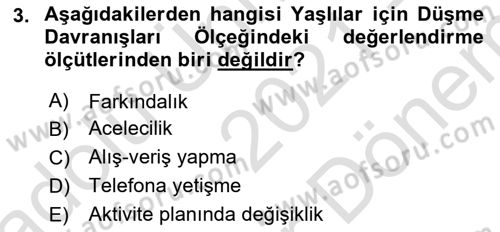 Temel Bakım Hizmetleri Dersi 2021 - 2022 Yılı (Final) Dönem Sonu Sınav Soruları 3. Soru