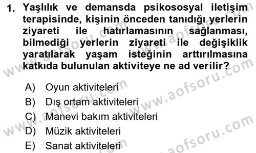 Temel Bakım Hizmetleri Dersi 2021 - 2022 Yılı Yaz Okulu Sınav Soruları 1. Soru