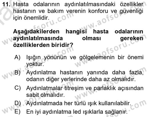 Temel Bakım Hizmetleri Dersi 2021 - 2022 Yılı Yaz Okulu Sınav Soruları 11. Soru