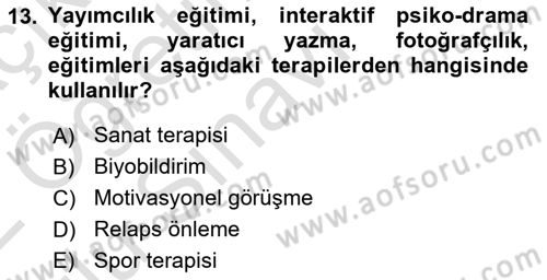 Temel Bakım Hizmetleri Dersi 2021 - 2022 Yılı Yaz Okulu Sınav Soruları 13. Soru