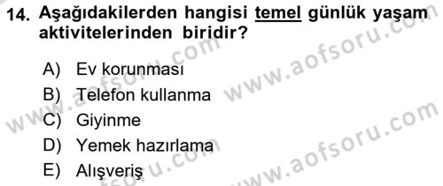 Temel Bakım Hizmetleri Dersi 2021 - 2022 Yılı Yaz Okulu Sınav Soruları 14. Soru