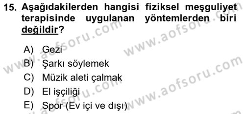 Temel Bakım Hizmetleri Dersi 2021 - 2022 Yılı Yaz Okulu Sınav Soruları 15. Soru