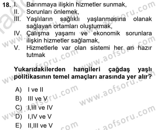 Temel Bakım Hizmetleri Dersi 2021 - 2022 Yılı Yaz Okulu Sınav Soruları 18. Soru