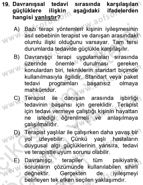 Temel Bakım Hizmetleri Dersi 2021 - 2022 Yılı Yaz Okulu Sınav Soruları 19. Soru