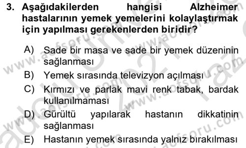 Temel Bakım Hizmetleri Dersi 2021 - 2022 Yılı Yaz Okulu Sınav Soruları 3. Soru