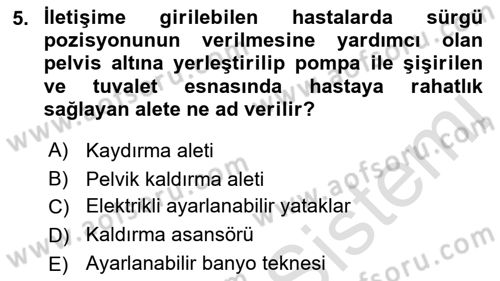 Temel Bakım Hizmetleri Dersi 2021 - 2022 Yılı Yaz Okulu Sınav Soruları 5. Soru