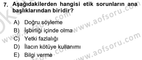 Temel Bakım Hizmetleri Dersi 2021 - 2022 Yılı Yaz Okulu Sınav Soruları 7. Soru