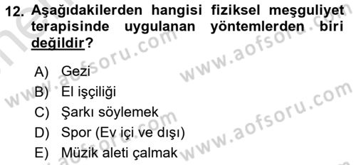 Temel Bakım Hizmetleri Dersi 2023 - 2024 Yılı (Vize) Ara Sınav Soruları 12. Soru