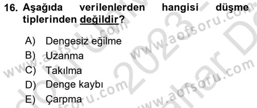 Temel Bakım Hizmetleri Dersi 2023 - 2024 Yılı (Vize) Ara Sınav Soruları 16. Soru