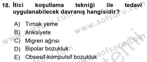 Temel Bakım Hizmetleri Dersi 2023 - 2024 Yılı (Vize) Ara Sınav Soruları 18. Soru