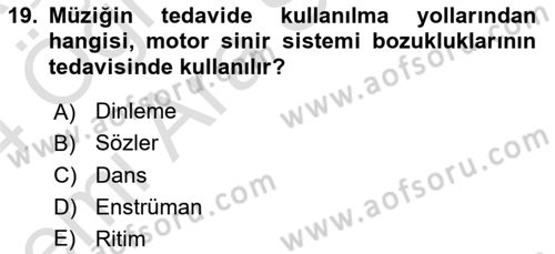Temel Bakım Hizmetleri Dersi 2023 - 2024 Yılı (Vize) Ara Sınav Soruları 19. Soru