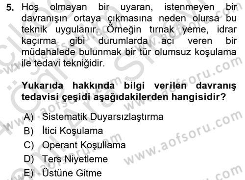 Temel Bakım Hizmetleri Dersi 2023 - 2024 Yılı (Vize) Ara Sınav Soruları 5. Soru