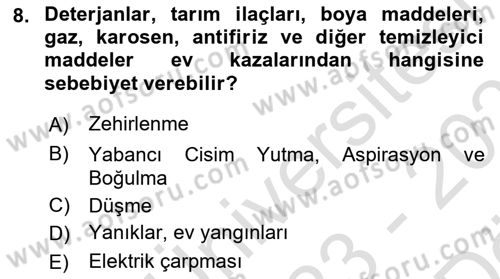 Temel Bakım Hizmetleri Dersi 2023 - 2024 Yılı (Vize) Ara Sınav Soruları 8. Soru