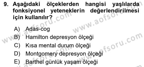 Temel Bakım Hizmetleri Dersi 2023 - 2024 Yılı (Vize) Ara Sınav Soruları 9. Soru
