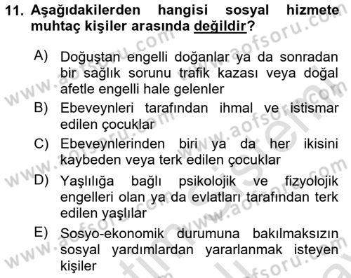 Temel Bakım Hizmetleri Dersi 2023 - 2024 Yılı (Final) Dönem Sonu Sınav Soruları 11. Soru
