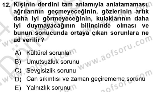 Temel Bakım Hizmetleri Dersi 2023 - 2024 Yılı (Final) Dönem Sonu Sınav Soruları 12. Soru