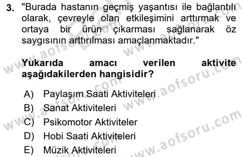 Temel Bakım Hizmetleri Dersi 2023 - 2024 Yılı (Final) Dönem Sonu Sınav Soruları 3. Soru