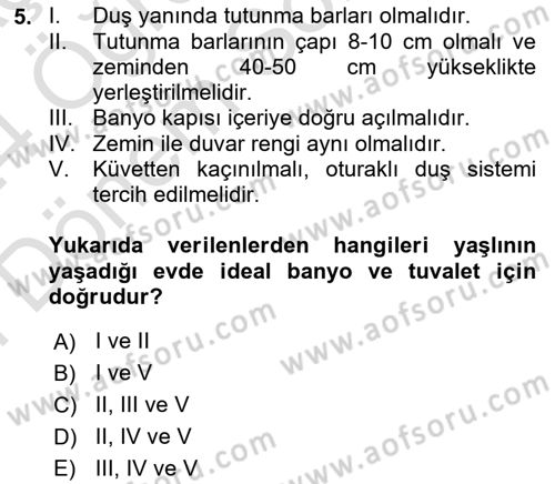 Temel Bakım Hizmetleri Dersi 2023 - 2024 Yılı (Final) Dönem Sonu Sınav Soruları 5. Soru