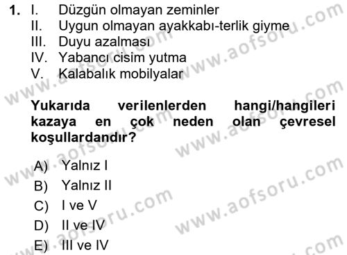 Temel Bakım Hizmetleri Dersi 2023 - 2024 Yılı Yaz Okulu Sınav Soruları 1. Soru