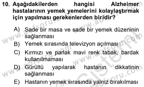 Temel Bakım Hizmetleri Dersi 2023 - 2024 Yılı Yaz Okulu Sınav Soruları 10. Soru