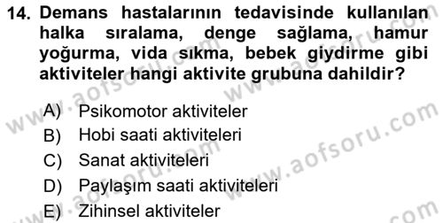 Temel Bakım Hizmetleri Dersi 2023 - 2024 Yılı Yaz Okulu Sınav Soruları 14. Soru