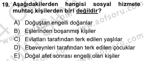 Temel Bakım Hizmetleri Dersi 2023 - 2024 Yılı Yaz Okulu Sınav Soruları 19. Soru