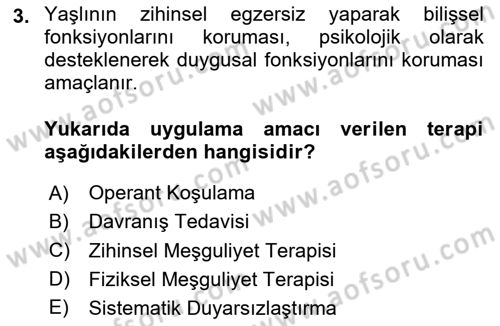 Temel Bakım Hizmetleri Dersi 2023 - 2024 Yılı Yaz Okulu Sınav Soruları 3. Soru