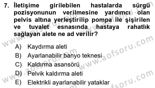 Temel Bakım Hizmetleri Dersi 2023 - 2024 Yılı Yaz Okulu Sınav Soruları 7. Soru