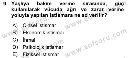 Temel Bakım Hizmetleri Dersi 2023 - 2024 Yılı Yaz Okulu Sınav Soruları 9. Soru