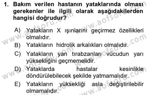 Temel Bakım Hizmetleri Dersi 2024 - 2025 Yılı (Final) Dönem Sonu Sınav Soruları 1. Soru