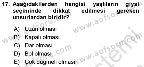 Temel Bakım Hizmetleri Dersi 2024 - 2025 Yılı (Final) Dönem Sonu Sınav Soruları 17. Soru