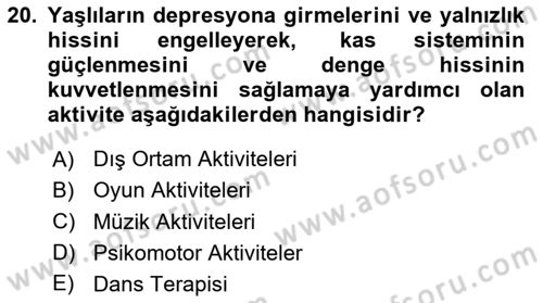 Temel Bakım Hizmetleri Dersi 2024 - 2025 Yılı (Final) Dönem Sonu Sınav Soruları 20. Soru