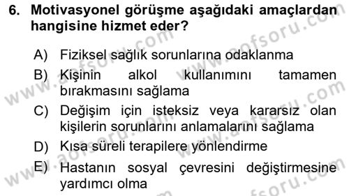 Temel Bakım Hizmetleri Dersi 2024 - 2025 Yılı (Final) Dönem Sonu Sınav Soruları 6. Soru