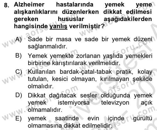 Temel Bakım Hizmetleri Dersi 2024 - 2025 Yılı (Final) Dönem Sonu Sınav Soruları 8. Soru