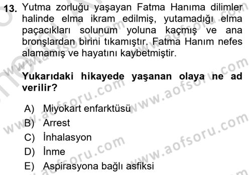 Temel Bakım Hizmetleri Dersi 2025 - 2026 Yılı (Vize) Ara Sınav Soruları 13. Soru
